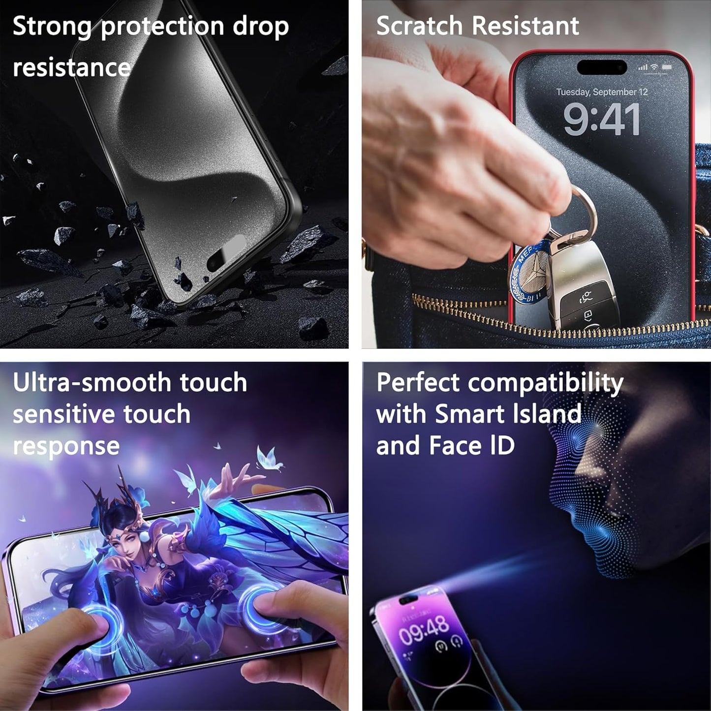(2-Pack Anti Blue Light Matte Screen Protector for iPhone X/XS/11 Pro (5.8-Inch),9H Tempered Glass,Anti-Glare,Full Coverage,Anti-Fingerprint,Auto Dust Removal,Bubble-Free