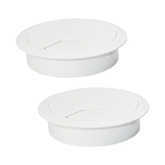 2 Pcs Desk Grommet 2-3/8" / 60 mm, Desk Cord Hole Cover, Cable Grommet ABS Plastic, Desk Hole Grommet for Home & Office Pc, Detachable Adjustable Cable Cord Organizer-White