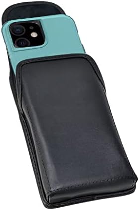 Turtleback Belt Clip for iPhone 16 Pro, 16e, 15 pro 14 Pro 13 Pro -Medium- Fits w/Shockproof Commuter Style Cases, Premium Black Leather, Vertical Belt Holder, Magnetic Closure HD Rotating Clip
