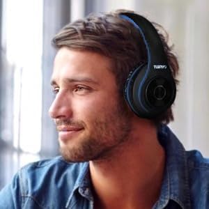 TUINYO Wireless Bluetooth Headphones - Over Ear Headset with 40H Playtime, Deep Bass, Memory-Protein Earmuffs, Mic & Wired Mode - Compatible with PC, Cell Phones & TV | Model
