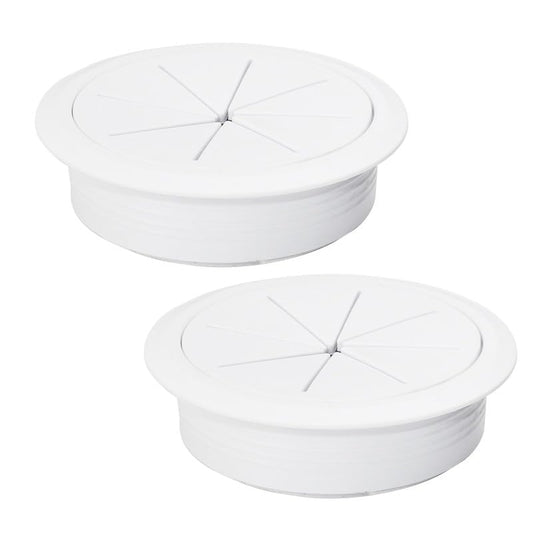 2 Pcs Desk Grommet 2-3/8" / 60 mm, Desk Hole Cover for Cables White, Cable Grommet ABS Plastic, Desk Hole Grommet for Home & Office Pc, Detachable Cable Cord Organizer