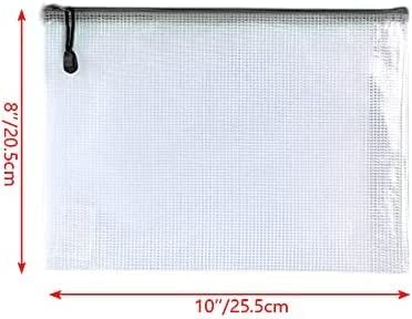 Oaimyy-24PCS-8 x 10" inches-Mesh Zipper Pouch, Plastic Zip File Folders Puzzle Bags for Organizing,for Office Supplies,Travel,Home Storage-Black