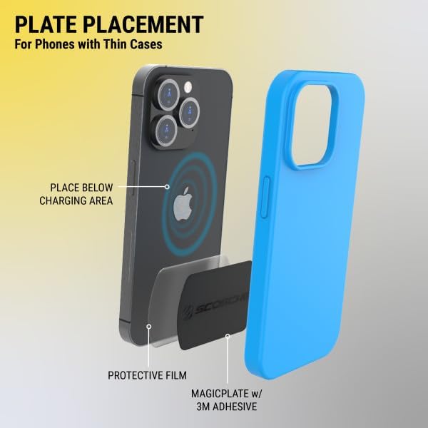 Scosche MPLT44THK2-BP0 MagicMount Replacement Metal Plate Kit for Phone, Extra Strong Thick Metal Plates for Magnetic Mount Cell Phone Holder for Car, Universal with All Devices, Phone Case, Black XL