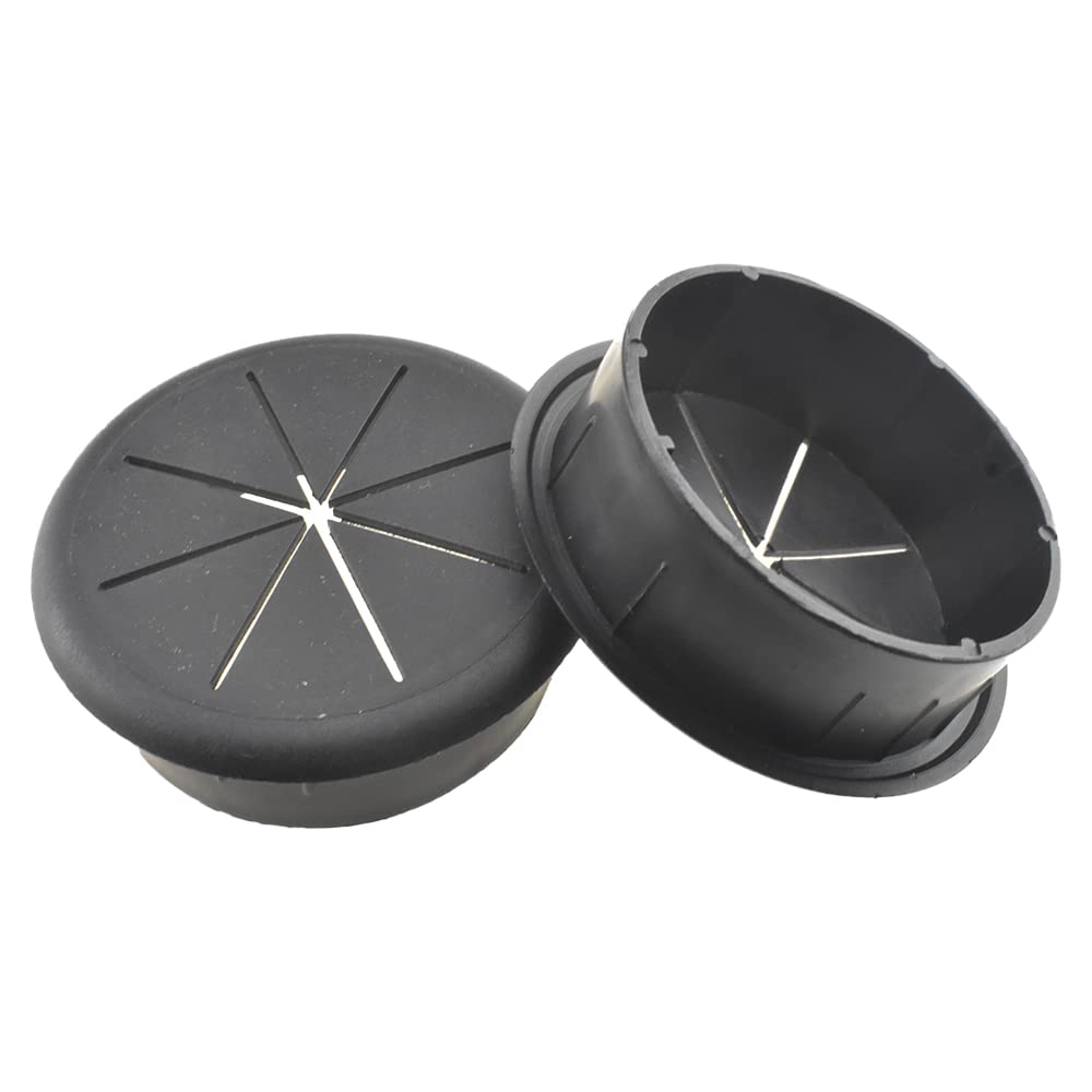 HAHIYO 2Pcs 2.4Inch/60mm Black ABS Plastic Eight-petaled Desk Grommet Wire Grommet Cable Management Cord Hole Cover Desk Wire Hole Insert Wire Organizer for Computer Office Home School Equipment