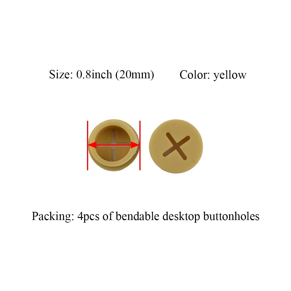 HAHIYO 4Pcs 0.8Inch/20mm Yellow Flexible Rubber Desk Grommet Wire Grommet Cable Management Cord Hole Cover Desk Wire Hole Insert Wire Organizer for Computer Office Home School Equipment Systems