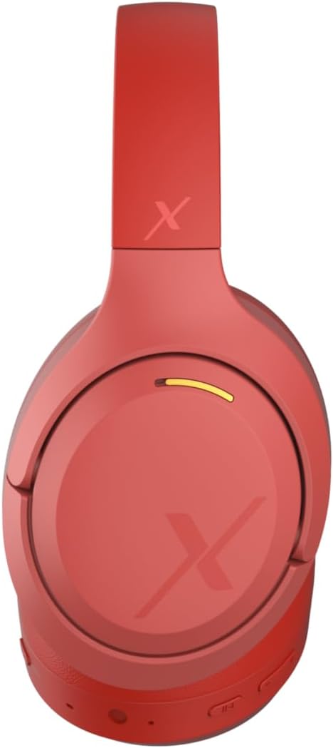 Riwbox Hybrid Active Noise Cancelling Headphones, Wireless Over Ear Bluetooth Headset, 60H Playtime, High-Fidelity, Foldable, Comfort&Immersion for Work/Commuting (Red)