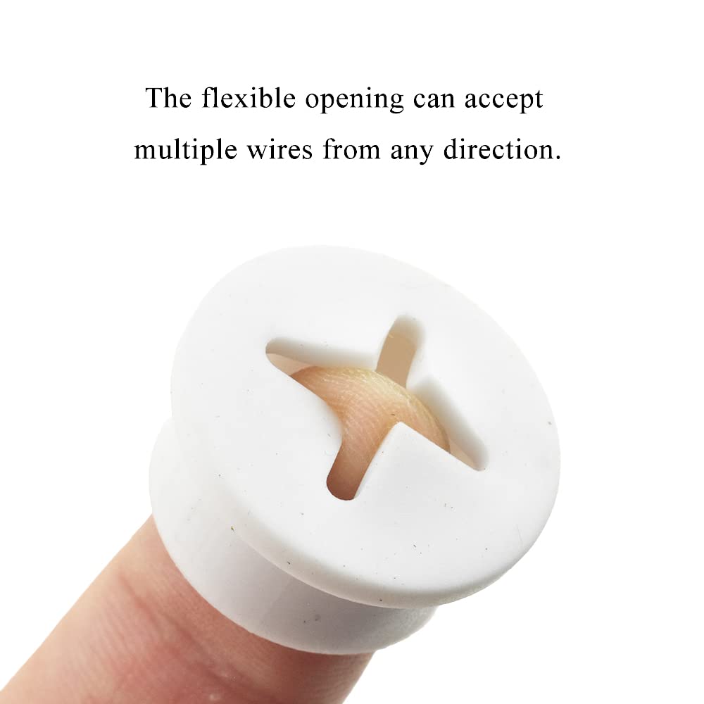 HAHIYO 4Pcs 0.8Inch/20mm White Flexible Rubber Desk Grommet Wire Grommet Cable Management Cord Hole Cover Desk Wire Hole Insert Wire Organizer for Computer Office Home School Equipment Systems