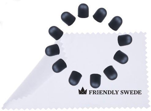 The Friendly Swede Replacement Tips for 5.5" Stylus Pen — 12-Pack Thin Tip Stylus Pen Replacement Tips with Screen Cleaning Cloth