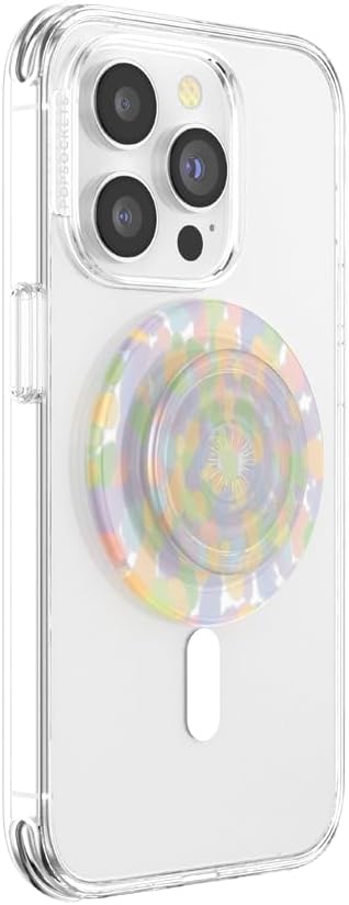 PopSockets Phone Grip for MagSafe with Kickstand, Magnetic Stand, Swappable Top, Secure Hold for iPhone MagSafe Cases, Phone & Tablet Grip, Cute PopSockets - Rainbow Glass