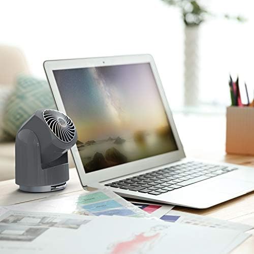 Vornado Flippi V6 Compact Air Circulator Fan, Quiet Portable Travel Fan for Office or Bedroom, Adjustable Head, 2 Speeds, Storm Gray