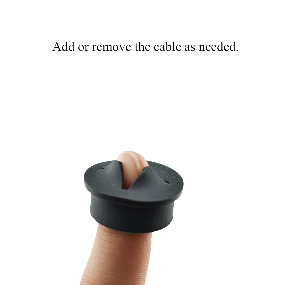 HAHIYO 4Pcs 1Inch/25mm Black Flexible Rubber Desk Grommet Wire Grommet Cable Management Cord Hole Cover Desk Wire Hole Insert Wire Organizer for Computer Office Home School Equipment Systems