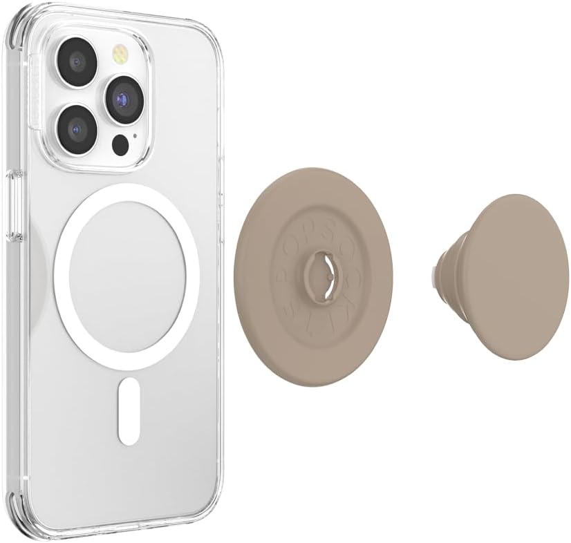 PopSockets Phone Grip for MagSafe with Kickstand, Magnetic Stand, Swappable Top, Secure Hold for iPhone MagSafe Cases, Phone & Tablet Grip, Cute PopSockets - Soft Touch Latte