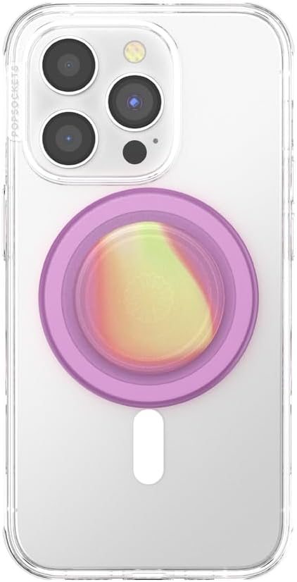 PopSockets Phone Grip for MagSafe with Kickstand, Magnetic Stand, Swappable Top, Secure Hold for iPhone MagSafe Cases, Phone & Tablet Grip - Aurange Translucent