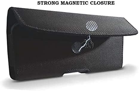 AH Men Phone Belt Holder Pouch Cell Phone case Nylon Phone Holster with Belt Loop Belt Clip for iPhone16 Plus 16 Pro Max 15 Plus, S24 S25 Ultra Clip Pouch fits Otterbox/Thick Case (X-Large)