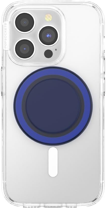 PopSockets Phone Grip for MagSafe with Kickstand, Magnetic Stand, Swappable Top, Secure Hold for iPhone MagSafe Cases, Phone & Tablet Grip - PopOut Basic Naval