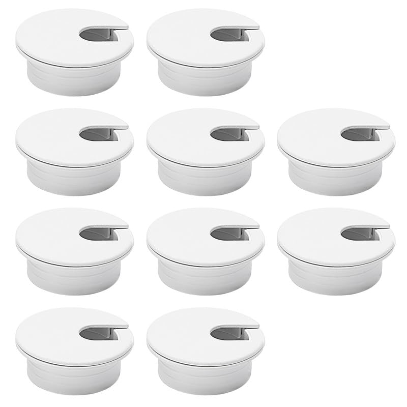 10 Pcs Desk Grommet 2" / 50 mm, Desk Cord Hole Cover, Cable Grommet ABS Plastic, Desk Hole Grommet for Home & Office Pc, Detachable Cable Cord Organizer-White