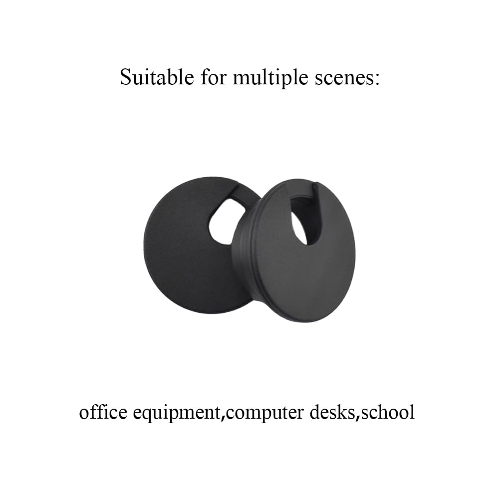 HAHIYO 2Pcs 1.38Inch/35mm Black ABS Plastic U-Shaped Desk Grommet Wire Grommet Cable Management Cord Hole Cover Desk Wire Hole Insert Wire Organizer for Computer Office Home School Equipment Systems