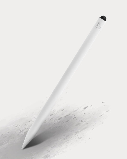 ZAGG Pro Stylus 2 with Active & Capacitive Tips, Palm Rejection, Tilt Recognition, Bluetooth Pairing, Compatible w/iPad Pro 11/12.9 (3,4, & 5 Gen)/Air 10.9/iPad 10.2/9.7/Mini 5/ iPad Air (M2) - White