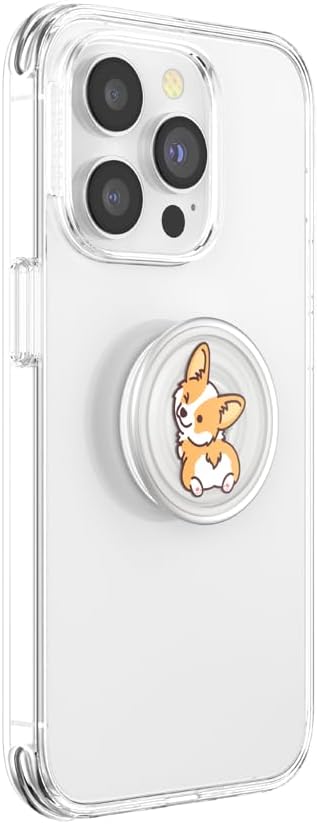 PopSockets Plant- Based Phone Grip with Expanding Kickstand, Adhesive Grip, Eco- Friendly - Translucent Cheeky Corgi
