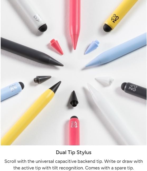 ZAGG Pro Stylus 2 with Active & Capacitive Tips, Palm Rejection, Tilt Recognition, Bluetooth Pairing, Compatible w/iPad Pro 11/12.9 (3,4, & 5 Gen)/Air 10.9/iPad 10.2/9.7/Mini 5/ iPad Air (M2) - Gray