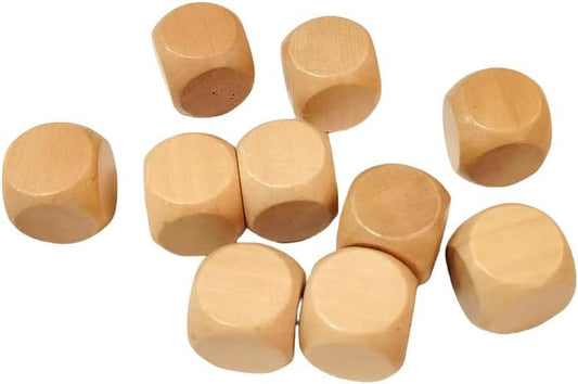 10 Pcs Wooden Dices, Round Corner Cube Dice 6 Sided Blank Dice DIY Graffiti Dices Crafts Toy Board Game Party Supplies Standard Game Dice (1.8cm)