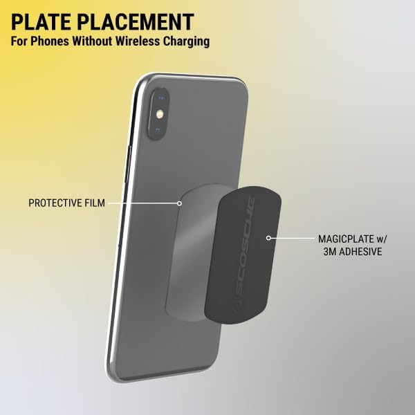 Scosche MPLT44THK2-BP0 MagicMount Replacement Metal Plate Kit for Phone, Extra Strong Thick Metal Plates for Magnetic Mount Cell Phone Holder for Car, Universal with All Devices, Phone Case, Black XL