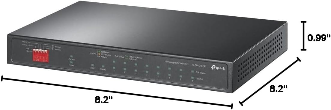 TP-Link TL-SG1210PP | 8 Port PoE Switch | 6 PoE+ and 2 PoE++ Ports @123W, w/ 2 Uplink Gigabit Ports + 1 Combo SFP Slot | Plug & Play | Priority, Extend & Isolation Mode | QoS, IGMP, PoE Auto Recovery