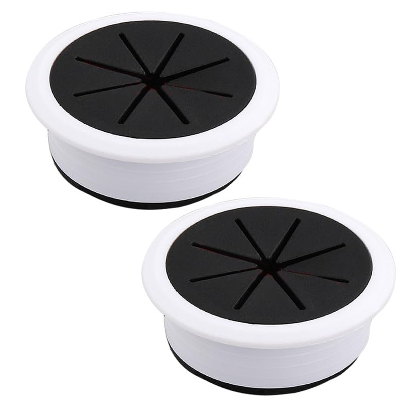 2 Pcs Desk Grommet 2" / 50 mm, Desk Hole Cover for Cables Black and White, Cable Grommet ABS Plastic, Desk Hole Grommet for Home & Office Pc, Detachable Cable Cord Organizer