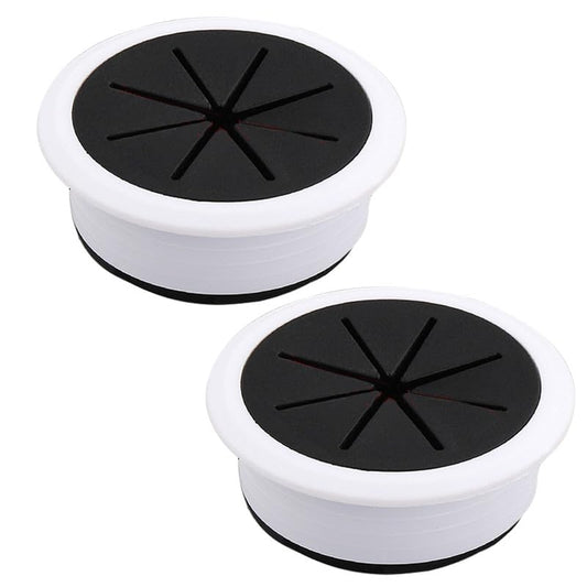 2 Pcs Desk Grommet 2" / 50 mm, Desk Hole Cover for Cables Black and White, Cable Grommet ABS Plastic, Desk Hole Grommet for Home & Office Pc, Detachable Cable Cord Organizer