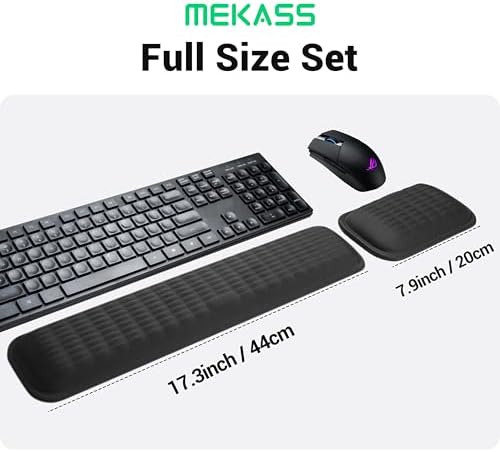 MEKASS Ergonomic Wrist Rest for Keyboard and Mouse, Soft Memory Foam Keyboard Wrist Rest Set with Non-Slip Silicone Base, Easy Typing, Pain Relief, Comfort for Office, Work, Gaming (Pink)