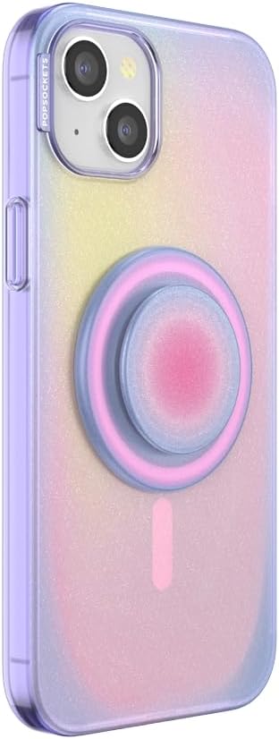 PopSockets iPhone 15 Plus Case with Round Phone Grip Compatible with MagSafe, Phone Case for iPhone 15 Plus, Wireless Charging Compatible - Aura