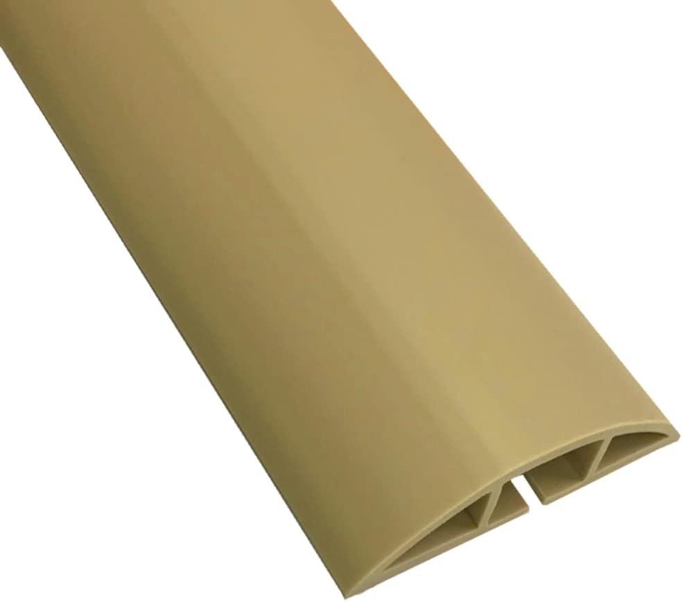 Kable Kontrol Floor Cord Cover kit - 6 Feet Long Tan Plastic Cable Protector, Hides Cords and Conceals Wires, for Extension Cord Cable Management, Channel Size 0.75” W x 0.43” H