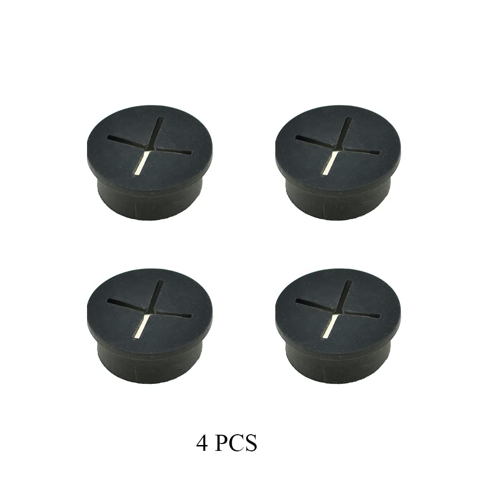 HAHIYO 4Pcs 1Inch/25mm Black Flexible Rubber Desk Grommet Wire Grommet Cable Management Cord Hole Cover Desk Wire Hole Insert Wire Organizer for Computer Office Home School Equipment Systems