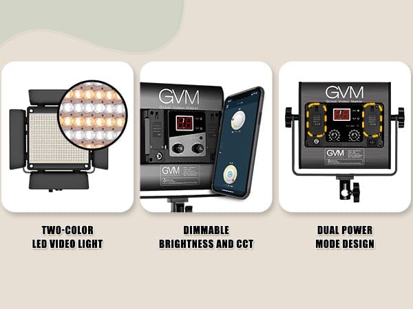 GVM 480 LED Video Light with Tripod, Dimmable 2300K-6800K LED Video Lighting with APP Control, SLED Photography Continuous Light for Studio Light for Studio YouTube Video Studio Set, Video Lamp