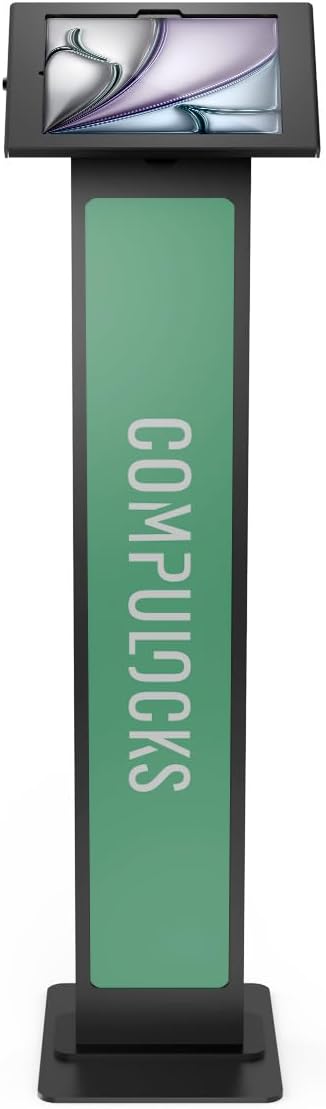 Compulocks iPad Air M2 & M3 11" Apex Enclosure Brandable Floor Stand – Secure Tablet Display Kiosk Mount, Digital Signage, POS Display - Black