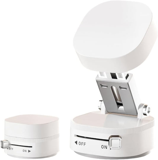 360° Adjustable Vacuum Magnetic Phone Holder, Foldable Magnetic Car Phone Holder for Your Car, Hands-Free Suction Cup Phone Mount for Car/Gym/Mirror/Smooth Surface for iPhone & Android (White)