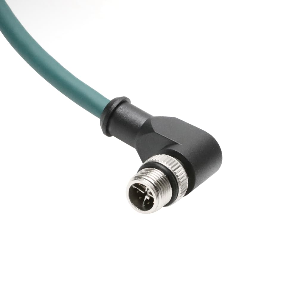 Alvin's Cables M12 X-Code 8 Pin Male to RJ45 Ethernet Cable for Cognex Keyence Camera, High-Flex Cat6a Cable for Industrial Automation, Fieldbus Module, Robotics, Right Angle 65.6ft/20m Green