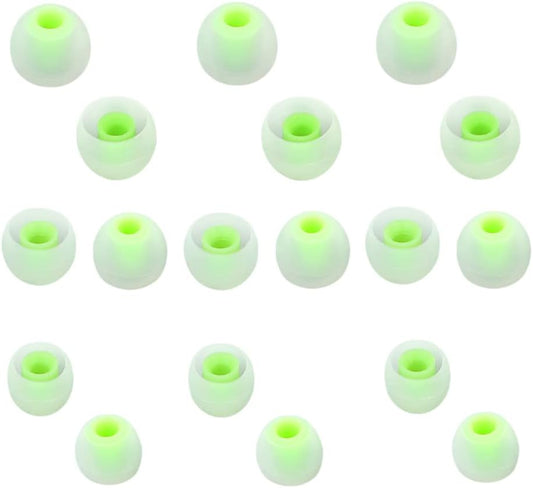 Earbuds Replacement Tips Silicone Earbud Tips Ear Gels Fit for Inner Hole from 3.8mm - 5.1mm Earphones 9 Pairs S/M/L Clear Green