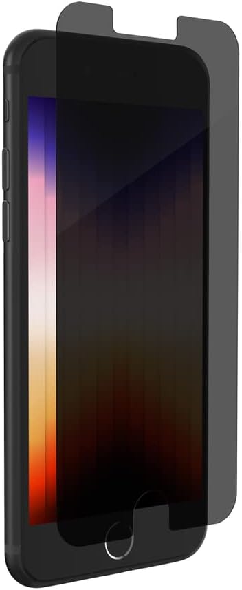 ZAGG InvisibleShield Glass Elite Privacy Screen Protector for iPhone SE (3rd/2nd Gen), 8, 7, 6s, 6 - Two-Way Privacy Filter, Advanced Impact & Scratch Protection, Easy Apply, Aluminosilicate Glass