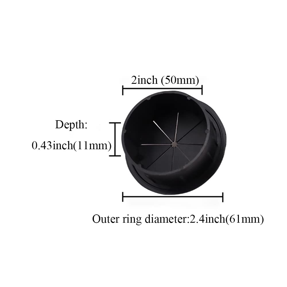 HAHIYO 2Pcs 2Inch/50mm Black ABS Plastic Eight-petaled Desk Grommet Wire Grommet Cable Management Cord Hole Cover Desk Wire Hole Insert Wire Organizer for Computer Office Home School Equipment Systems