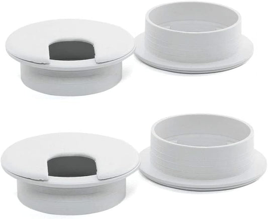 4pcs 2 Inch Desk Wire Cord Cable Grommets Hole Cover for Office PC Desk Cable Cord Organizer Plastic Cover (White-4Pcs)