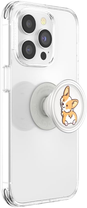 PopSockets Plant- Based Phone Grip with Expanding Kickstand, Adhesive Grip, Eco- Friendly - Translucent Cheeky Corgi
