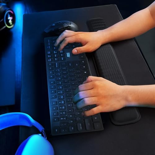 MEKASS Ergonomic Wrist Rest for Keyboard and Mouse, Soft Memory Foam Keyboard Wrist Rest Set with Non-Slip Silicone Base, Easy Typing, Pain Relief, Comfort for Office, Work, Gaming (Blue)