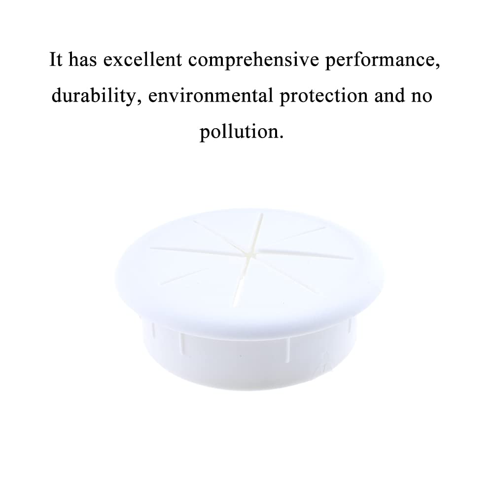 HAHIYO 2Pcs 2.4Inch/60mm White ABS Plastic Eight-petaled Desk Grommet Wire Grommet Cable Management Cord Hole Cover Desk Wire Hole Insert Wire Organizer for Computer Office Home School Equipment