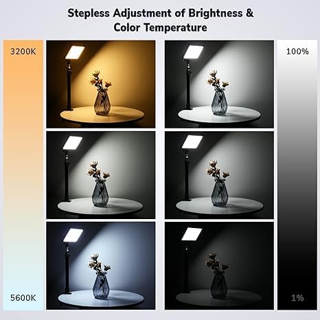 2-Pack Key Light Panel Kit, LED Video Light Dimmable Bi-Color 3200-5600k Video Conference Lighting with Gooseneck Tubes Desk Light for Podcast/Streaming/Gaming/Zoom Meetings/Broadcast/Tiktok