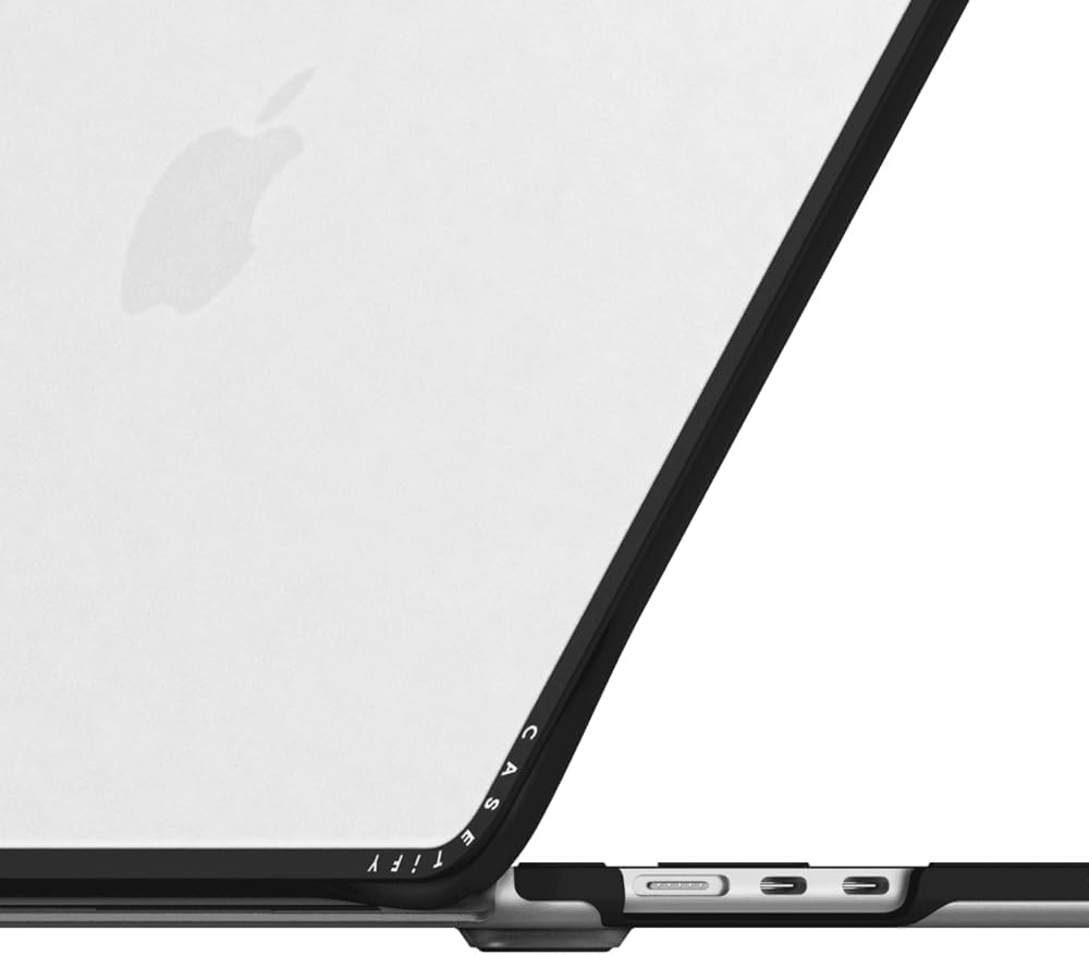 CASETiFY Impact MacBook Air 15" (M2-M4) Case [Cushioned Impact Corners/Scratch-Resistant/Anti-Slip Grip] - Black Abstract Shapes - Clear Black