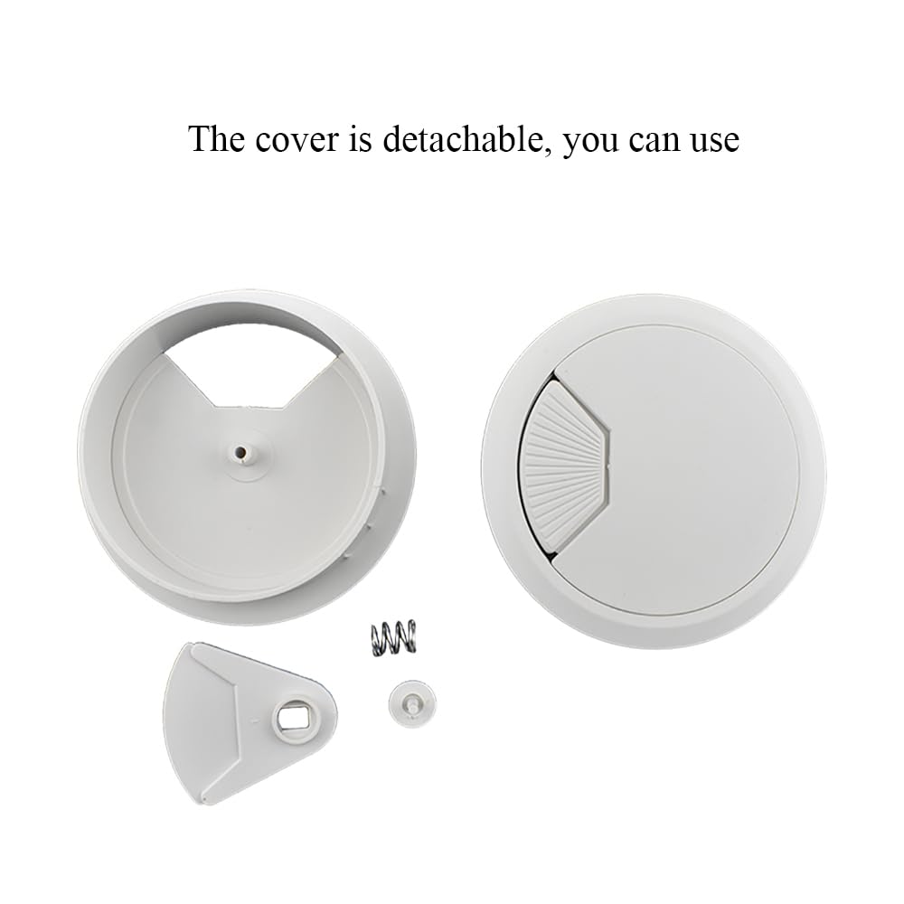 HAHIYO 2Pcs 3.15Inch/80mm White ABS Plastic Sector-Shaped Desk Grommet Wire Grommet Cable Management Cord Hole Cover Desk Wire Hole Insert Wire Organizer for Computer Office Home Equipment System