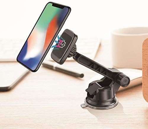 WixGear Dashboard Mount, Universal Magnetic Phone Holder for Car, Windshield Mount and Dashboard Mount Holder for Cell Phones and Tablets with Long Adjustable Arm – (New Rectangle Head)
