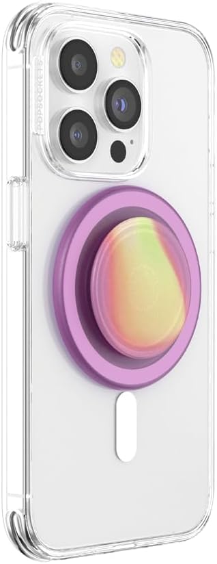 PopSockets Phone Grip for MagSafe with Kickstand, Magnetic Stand, Swappable Top, Secure Hold for iPhone MagSafe Cases, Phone & Tablet Grip - Aurange Translucent