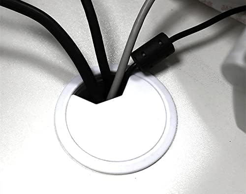 2pcs 2 inch Desk Wire Cord Cable Grommets Hole Cover for Office PC Desk Cable Cord Organizer Plastic Cover Black (White-2Pcs)